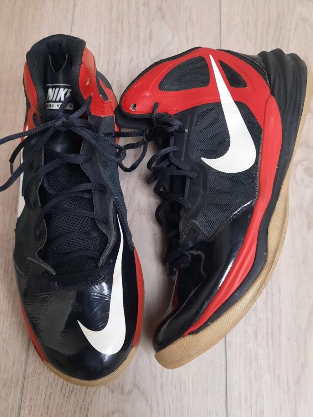 NIKE Men's Prime Hype DF Sneakers - Black/Red, Size 11